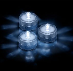 3Pcs Submersible LED Tea Lights Waterproof Candle Lights Battery Operated Decor Lamp - White