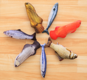 Cat toy;  imitation fish toy;  pet;  plush cat;  mint fish;  cat;  carp toy