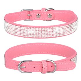 Pet Collar Shiny Artificial Rhinestone Dog Collar For Puppy And Cat; Microfiber Cat Collar