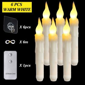 6/12/30pcs Floating LED Candles Remote Control Flameless Taper Candle Halloween Decor Party Birthday Wedding Christmas Supplies