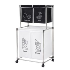 Laundry Hamper 2 Tier Laundry Sorter with 4 Removable Bags for Organizing Clothes,With four wheels for easy movement, Laundry, Lights, Darks