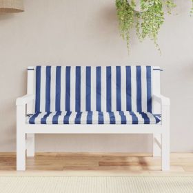 Garden Bench Cushions 2pcs Blue&White Stripe 47.2"x19.7"x2.8" Fabric