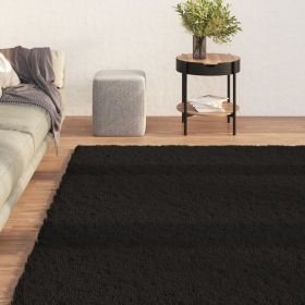 Washable Rug Soft Shaggy Black 63"x90.6" Anti Slip