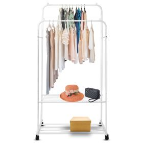 Garment Hanging Rack Clothing Hanging Rail Pillow Shoe Display Organizer Stand Rolling Wheel Clothes Organizer