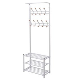 Clothes Rack with Shoe Storage 26.8"x12.6"x71.9" White