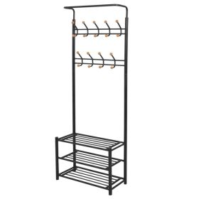 Clothes Rack with Shoe Storage 26.8"x12.6"x71.9" Black