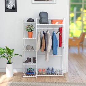 Freestanding Clothes Rack with Shelves - Multi-Layer Bamboo Organizer for Clothes, Shoes, and Accessories