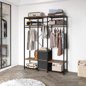 Independent wardrobe manager; clothes rack; multiple storage racks and non-woven drawer; bedroom heavy metal wardrobe storage rack; black