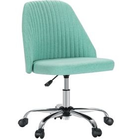 Sweetcrispy Armless Home Office Desk Chair with Wheels Adjustable Swivel Task Computer Vanity Chair for Small Spaces