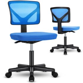 Sweetcrispy Armless Desk Chair Small Home Office Chair with Lumbar Support - as Pic