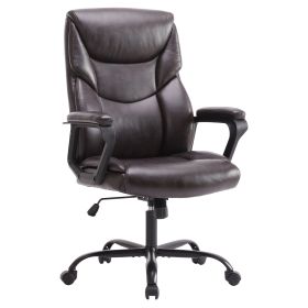 Sweetcrispy Home Office Chair Ergonomic PU Leather Desk Chair with Armrests - as Pic