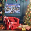 Framed Canvas Wall Art Decor Painting For Christmas,Cosy Christmas Village Scene Gift Painting For Christmas Gift, for the office too.