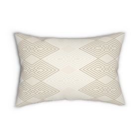 Decorative Lumbar Throw Pillow - Beige And White Tribal Geometric Aztec Print