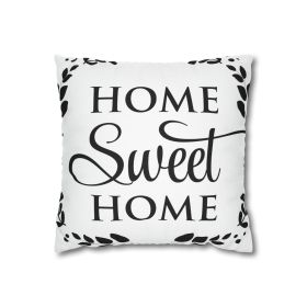 Decorative Throw Pillow Covers With Zipper - Set Of 2, Home Sweet Home Print, Black