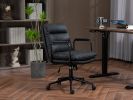 Office Chair,Mid Back Home Office Desk Task Chair with Wheels and Arms Ergonomic PU Leather Computer Rolling Swivel Chair with Padded Armrest,The back