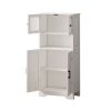 Four Door Storage Cabinets with LED Light, Open Shelf, Display Cabinet with Transparent Acrylic Cabinet Door, Cupboard, for Bathroom,Living Room,Dinin