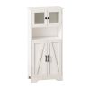 Four Door Storage Cabinets with LED Light, Open Shelf, Display Cabinet with Transparent Acrylic Cabinet Door, Cupboard, for Bathroom,Living Room,Dinin