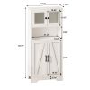 Four Door Storage Cabinets with LED Light, Open Shelf, Display Cabinet with Transparent Acrylic Cabinet Door, Cupboard, for Bathroom,Living Room,Dinin