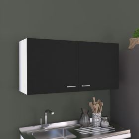 Napoles Wall Cabinet; Two Shelves; Double Door -Black