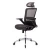 BLACK Ergonomic Mesh Office Chair, High Back - Adjustable Headrest with Flip-Up Arms, Tilt and lock Function, Lumbar Support and blade Wheels, KD chro