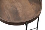 Set of 2 Modern Round Wood Brown Side Tables with Metal Legs - Contemporary Accent Furniture for Living Room, Bedroom, or Office - Stylish and Functio