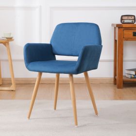 Velet Upholstered Side Dining Chair with Metal Leg(Blue velet+Beech Wooden Printing Leg),KD backrest