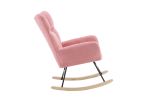 Rocking Chair Nursery, Solid Wood Legs Reading Chair withTeddy Fabric Upholstered, Nap Armchair for Living Rooms, Bedrooms, Offices, Best Gift,Pink Te