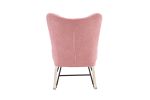 Rocking Chair Nursery, Solid Wood Legs Reading Chair withTeddy Fabric Upholstered, Nap Armchair for Living Rooms, Bedrooms, Offices, Best Gift,Pink Te