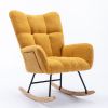 Rocking Chair with Pocket, Soft Teddy Fabric Rocking Chair for Nursery, Comfy Wingback Glider Rocker with Safe Solid Wood Base for Living Room Bedroom