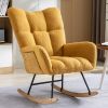 Rocking Chair with Pocket, Soft Teddy Fabric Rocking Chair for Nursery, Comfy Wingback Glider Rocker with Safe Solid Wood Base for Living Room Bedroom