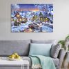 Framed Canvas Wall Art Decor Painting For Christmas,Cosy Christmas Village Scene Gift Painting For Christmas Gift, for the office too.