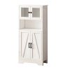 Four Door Storage Cabinets with LED Light, Open Shelf, Display Cabinet with Transparent Acrylic Cabinet Door, Cupboard, for Bathroom,Living Room,Dinin