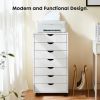 Sweetcrispy 7 Drawer Chest - Storage Cabinets with Wheels Dressers Wood Dresser Cabinet Mobile Organizer Drawers for Office - as Pic