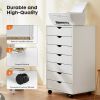 Sweetcrispy 7 Drawer Chest - Storage Cabinets with Wheels Dressers Wood Dresser Cabinet Mobile Organizer Drawers for Office - as Pic