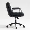 Office Chair,Mid Back Home Office Desk Task Chair with Wheels and Arms Ergonomic PU Leather Computer Rolling Swivel Chair with Padded Armrest,The back