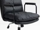 Office Chair,Mid Back Home Office Desk Task Chair with Wheels and Arms Ergonomic PU Leather Computer Rolling Swivel Chair with Padded Armrest,The back