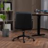 Office Chair,Mid Back Home Office Desk Task Chair with Wheels and Arms Ergonomic PU Leather Computer Rolling Swivel Chair with Padded Armrest,The back