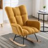 Rocking Chair with Pocket, Soft Teddy Fabric Rocking Chair for Nursery, Comfy Wingback Glider Rocker with Safe Solid Wood Base for Living Room Bedroom