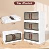 YSSOA Plastic Storage Bins with Lids, 120 Qt (30 Gal) Storage Cabinet, 3 Pack Stackable Beige Wardrobe Closet Organizer, 20.5 x 11.4 x 31.9 Inch Folda