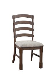 ACME Pascaline Side Chair (Set-2), Gray Fabric, Rustic Brown & Oak Finish DN00703