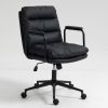 Office Chair,Mid Back Home Office Desk Task Chair with Wheels and Arms Ergonomic PU Leather Computer Rolling Swivel Chair with Padded Armrest,The back