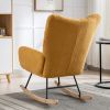 Rocking Chair with Pocket, Soft Teddy Fabric Rocking Chair for Nursery, Comfy Wingback Glider Rocker with Safe Solid Wood Base for Living Room Bedroom