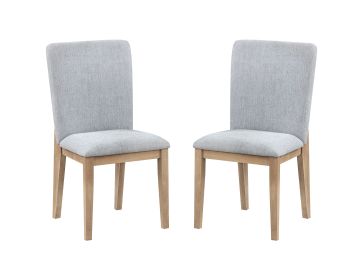 Caspian Set of 2 Gray Linen and Oak Finish 19" Dining Chair