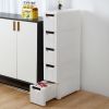 5-Tire Rolling Cart Organizer Unit with Wheels Narrow Slim Container Storage Cabinet for Bathroom Bedroom