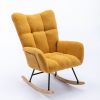 Rocking Chair with Pocket, Soft Teddy Fabric Rocking Chair for Nursery, Comfy Wingback Glider Rocker with Safe Solid Wood Base for Living Room Bedroom