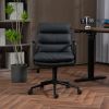 Office Chair,Mid Back Home Office Desk Task Chair with Wheels and Arms Ergonomic PU Leather Computer Rolling Swivel Chair with Padded Armrest,The back