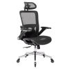 BLACK Ergonomic Mesh Office Chair, High Back - Adjustable Headrest with Flip-Up Arms, Tilt and lock Function, Lumbar Support and blade Wheels, KD chro