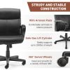 Sweetcrispy Mid Back Office Desk Chair with Padded Armrests PU Leather Home Office Chair - as Pic