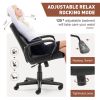 Sweetcrispy Mid Back Office Desk Chair with Padded Armrests PU Leather Home Office Chair - as Pic