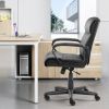 Sweetcrispy Mid Back Office Desk Chair with Padded Armrests PU Leather Home Office Chair - as Pic